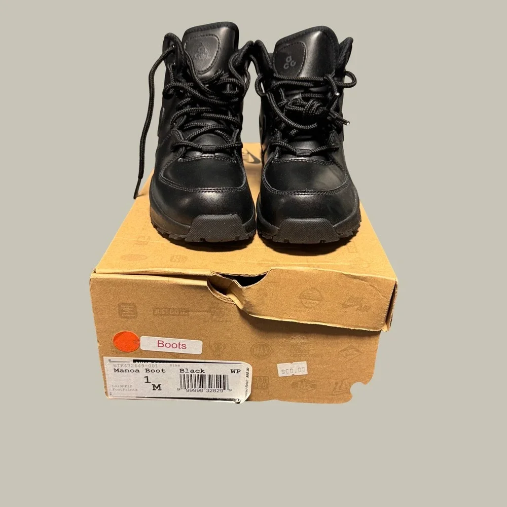 Nike ACG Manoa Leather Boots Boys Black 472649-001 Size 1Y
